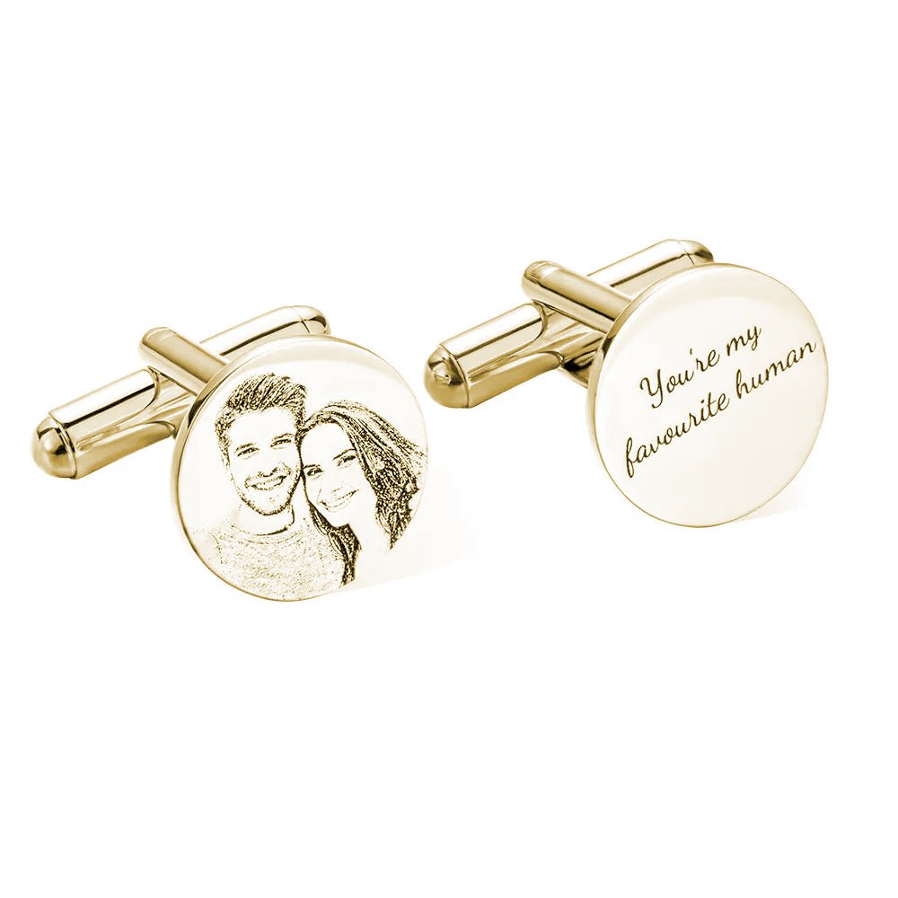 Round Customized Cufflinks with Name & Picture – Personalized Men’s Accessories in Pakistan